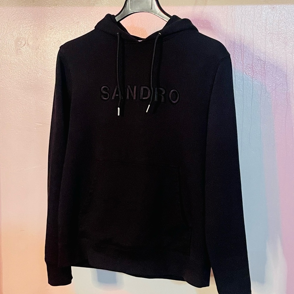 Sandro Paris Black Logo Hoodie – SS22 | Designer Sweatshirt